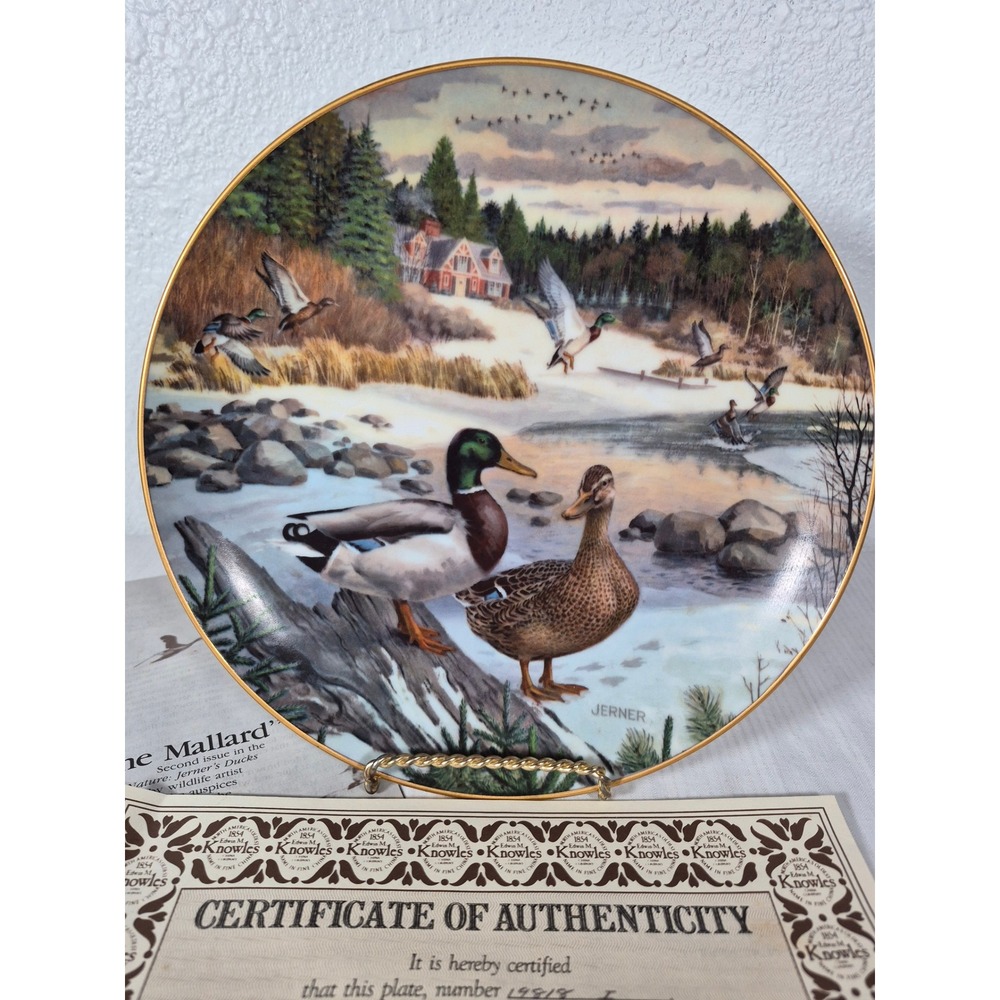 Edwin M Knowles The Mallard Collector Plate Bart Jerner Ducks COA 2052-C 1986